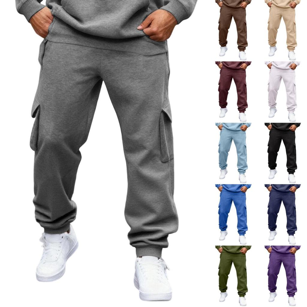 Men's Cargo Joggers with Elastic Waistband and Drawstring, Tapered Leg Casual Pants