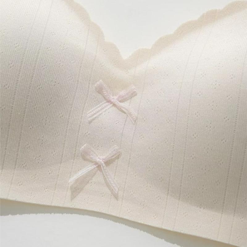 Women's Seamless Comfortable Bra Push-up Breathable Thin Bow Bra Wire-free Perfect for Small Breasts
