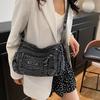 Vintage Washed Denim Bag Multi-pocket Commuter Practical Shoulder Messenger Bag Tote Bag 2025 New Bag