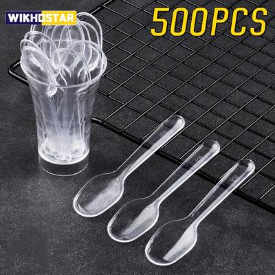 100/500 Pcs Mini Ice Cream Spoon Disposable Dessert Scoop Western Wedding Party Tableware Kitchen Accessories Tool