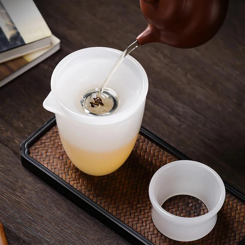 Glass Kung Fu Tea Leak Glass Tea Filter White Jade Porcelain Tea Ceremony Accessories Tea Strainer Set Tea Set Strainer