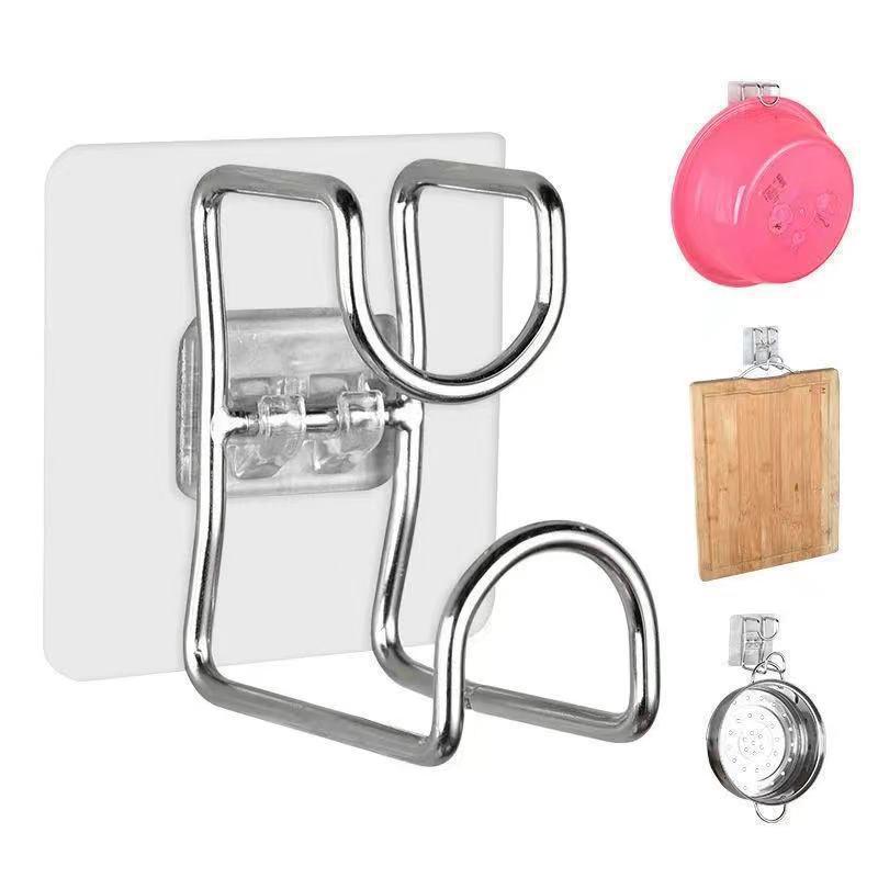 Stainless Steel Seamless Adhesive Washbasin Hook for Bathroom and Kitchen Storage OPP Bag Packaging