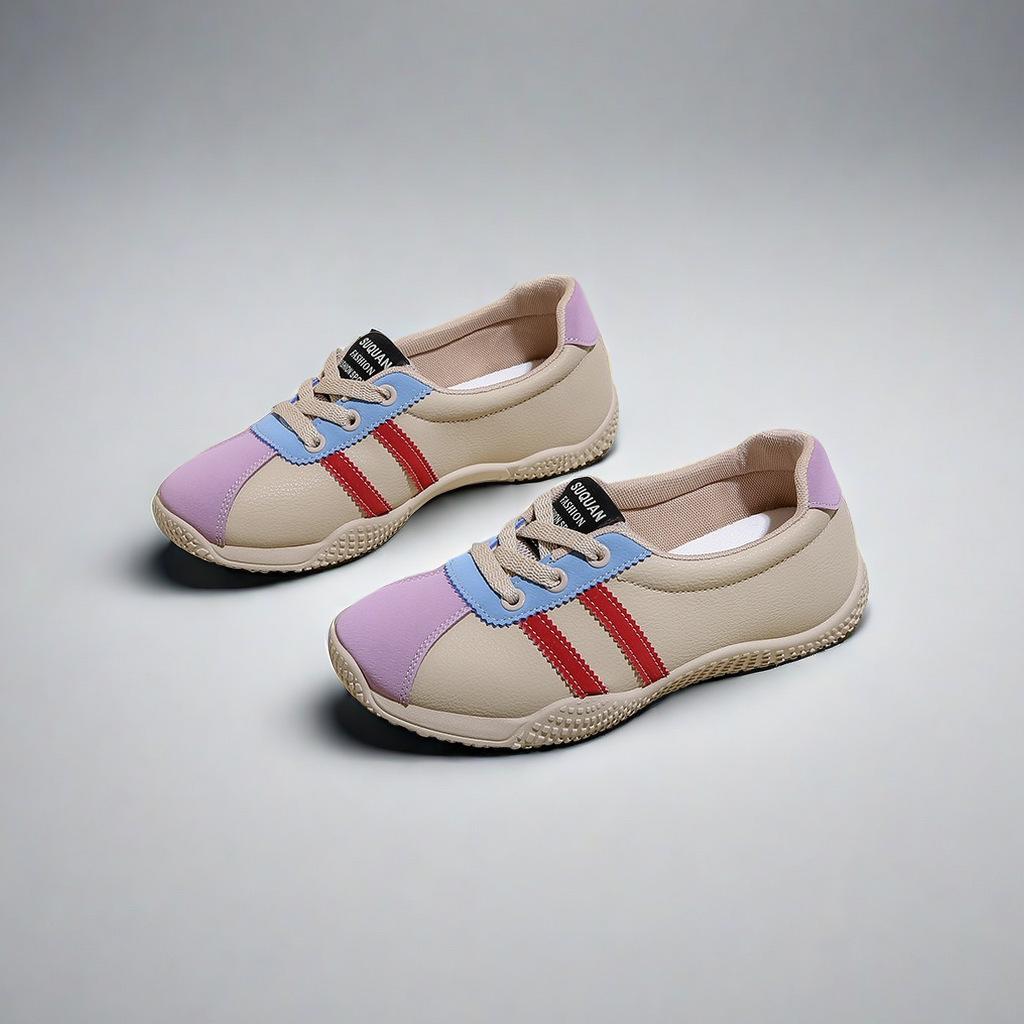 

Женские балетки 2025 Осень Новые Лоскутные Уличные Нескользящие Кроссовки На шнуровке Легкие Удобные Мягкая подошва Повседневная обувь 41 фиолетовый