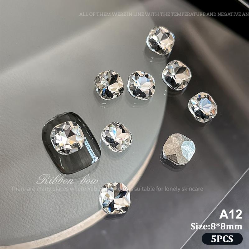 5Pcs Sparkle Sharp Diamond Nail Art Rhinestones Jewel Decoration Mix Clear White Nail Charms Ornaments