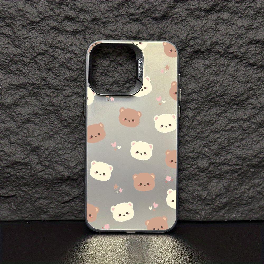 Teddy Cute bear cartoon pattern Phone Case Magnetic IMD Colorful Silver case for iPhone 17 16 15 14 13 12 Pro Max