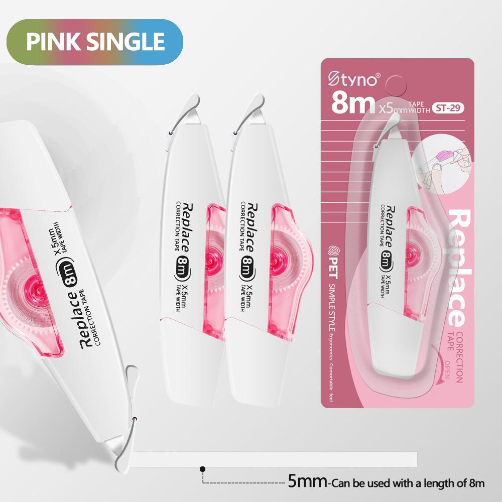 

One Piece 8m*5mm Correction Tape Clear Scholar Kawaii Tape Adorable Modification Corrector Tape Workplace School Writing Materials Supplies розовый