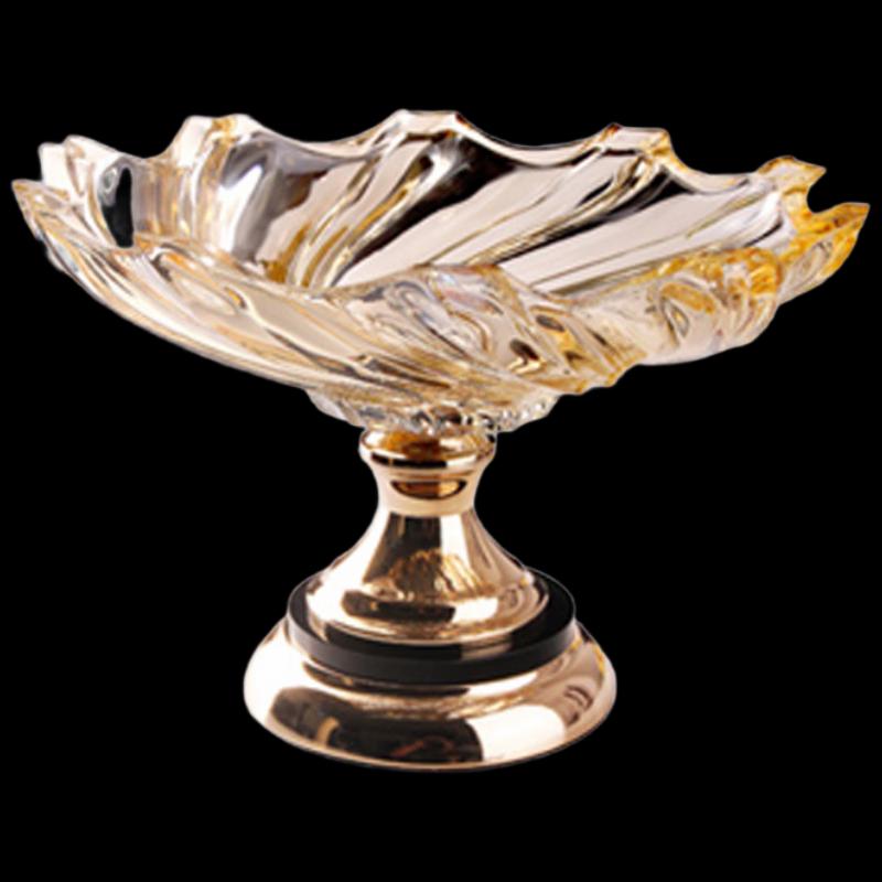 Flavinmci European Modern Pedestal Crystal Glass Fruit Bowl