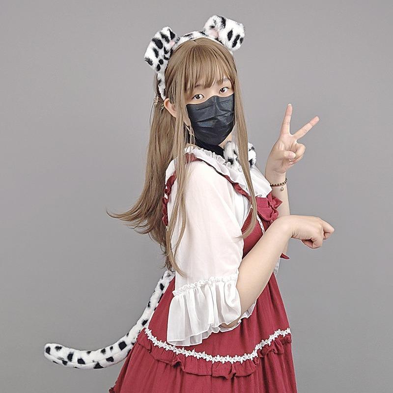 Serre-tête Oreilles de Chien Tachetées Oreilles d'Animal en Peluche Simulation Accessoires de Performance de Spectacle Comique Couvre-chef de Dessin Animé Accessoires pour Cheveux