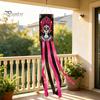Layered Festive Scene Setup Day of The Dead Windsocks, Dia De Los Muertos Hanging Flag, Floral Windsock Skull Wind Socks with Flowing Tails for Front
