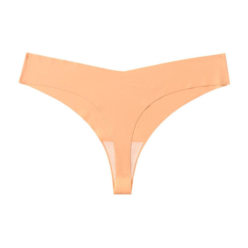 

European and American sexy large-size thongs for women s super Sao one-piece seamless ice silk pure cotton crotch breathable T-pants fitness underwear XL помаранчевий
