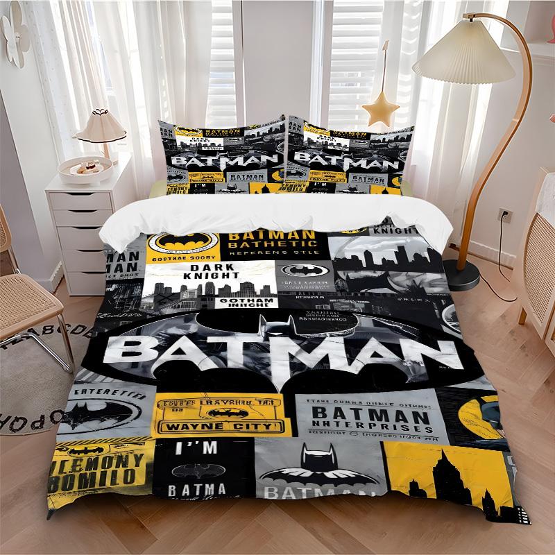 

3pcs Batman Gotham Bedding Set, Soft Polyester Duvet Cover and Pillowcases Machine Washable Seasons all suitable & Guest Room Decor272 135x200cm