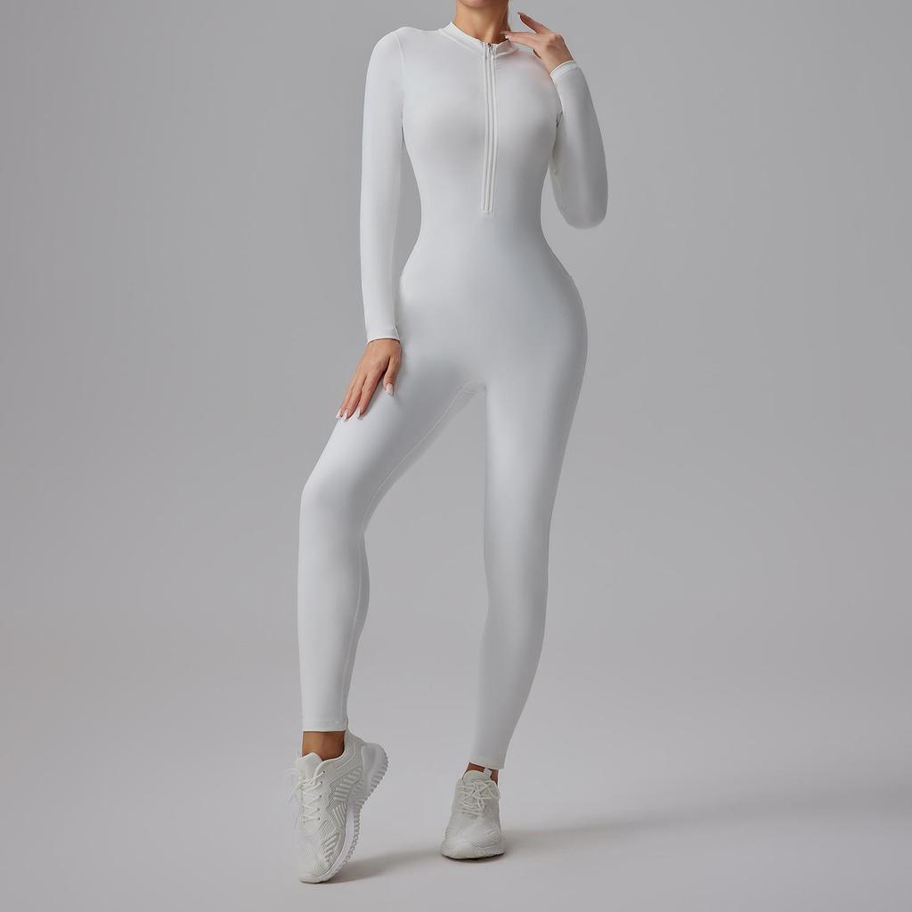 Cross-border Half-Zip Slimming Yoga Jumpsuit - Nude Feel One-Piece Dance & Fitness Wear