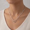 925 Silver Heart Openable Pendant Necklace Rope Texture Rectangle Link Chain Fashion Jewelry Gift for Women