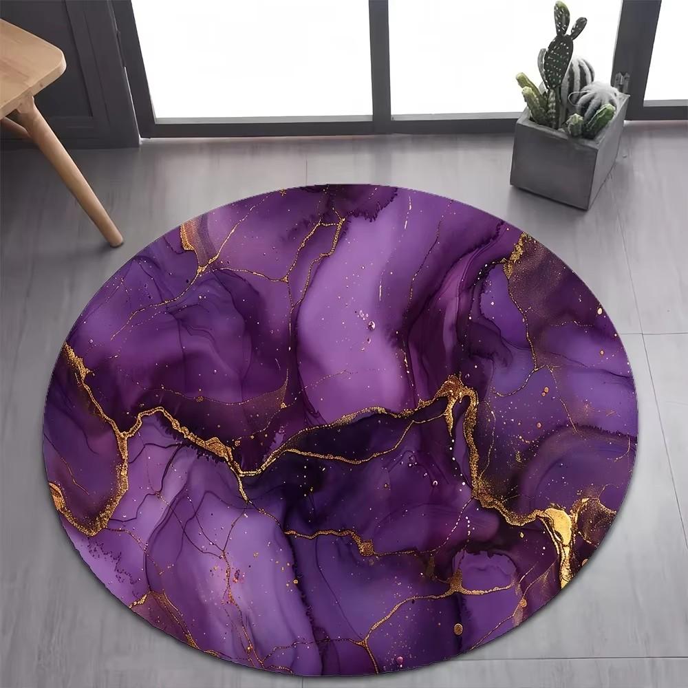 Luxurious Marble Colour White Gold Round Carpet Rug for Bedroom Living Room Decoration,pet Decor Floor Mat
