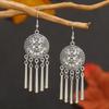 Retro Indian Alloy Rice Bead Tassel Earrings with Scenic Design