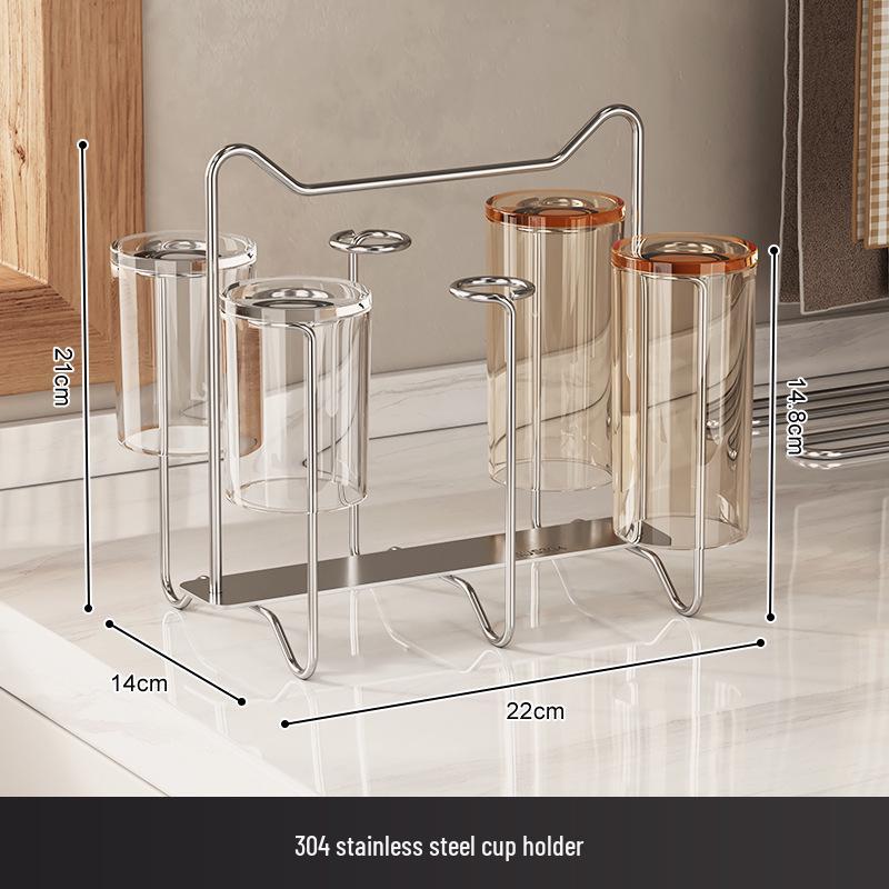 Stainless Steel Rotating Cup Holder & Draining Rack for Countertop