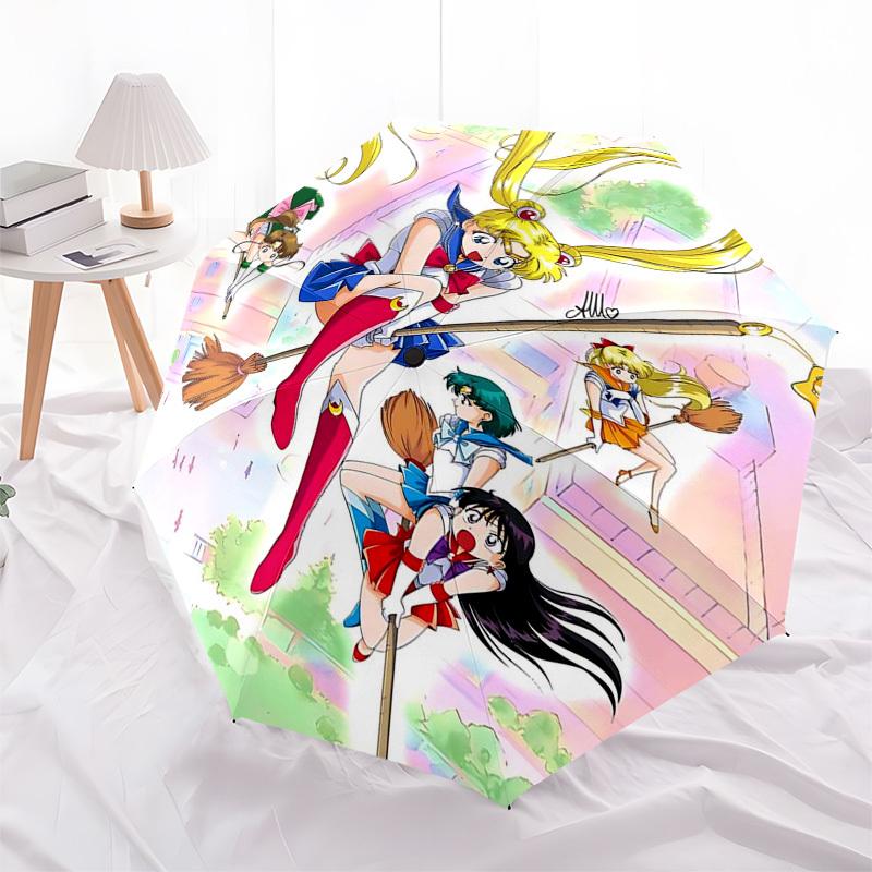 

1pc Sailor Moon Inspired Automatic Opening Folding Umbrella with 8-Bone Iron Frame Perfect for Fans, Travelers, Daily Use, and Gifts!M014