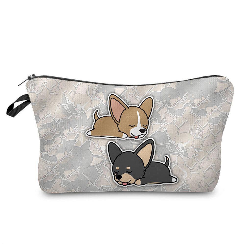 Women Dog Print Cosmetic Bag Toiletries Organize Travel Storage Case  6402