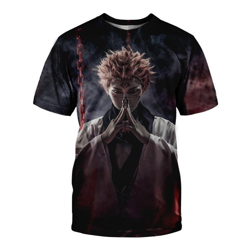 Jujutsu Kaisen Itadori Yuji Graphic T-Shirt, Fashion Anime Tee for Men Women, Breathable Polyester Short Sleeve, Casual Streetwear Tops