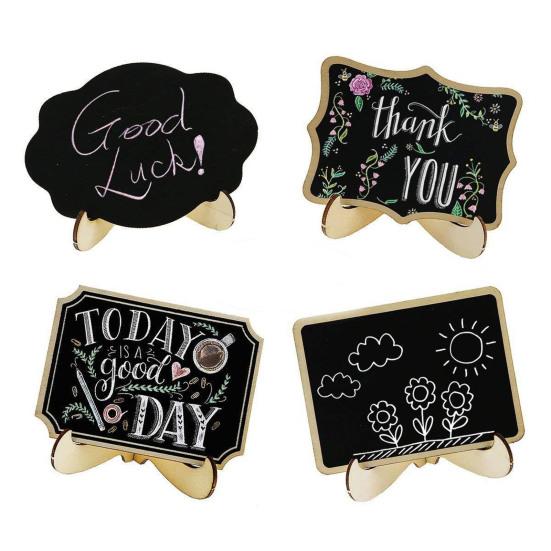 Mini Chalkboard with Stand Reusable Small Blackboard Ornament Erasable Wooden Message Board Sign Desktop Decoration