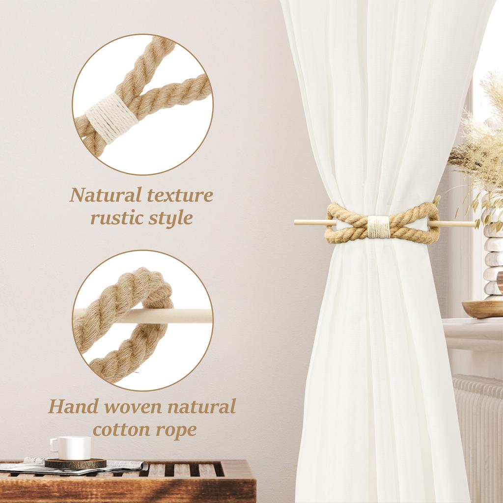 4Pcs Hemp Rope Curtain Holdback Rope Curtain Tiebacks For Decorative Curtain Holdbacks Fashion Woven Hanging Home Decor