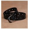 Womens Genuine Leather Belt With Hollow Design Slim Width 2-4cm Adjustable Length Black Coffee Business Casual Pants Jeans