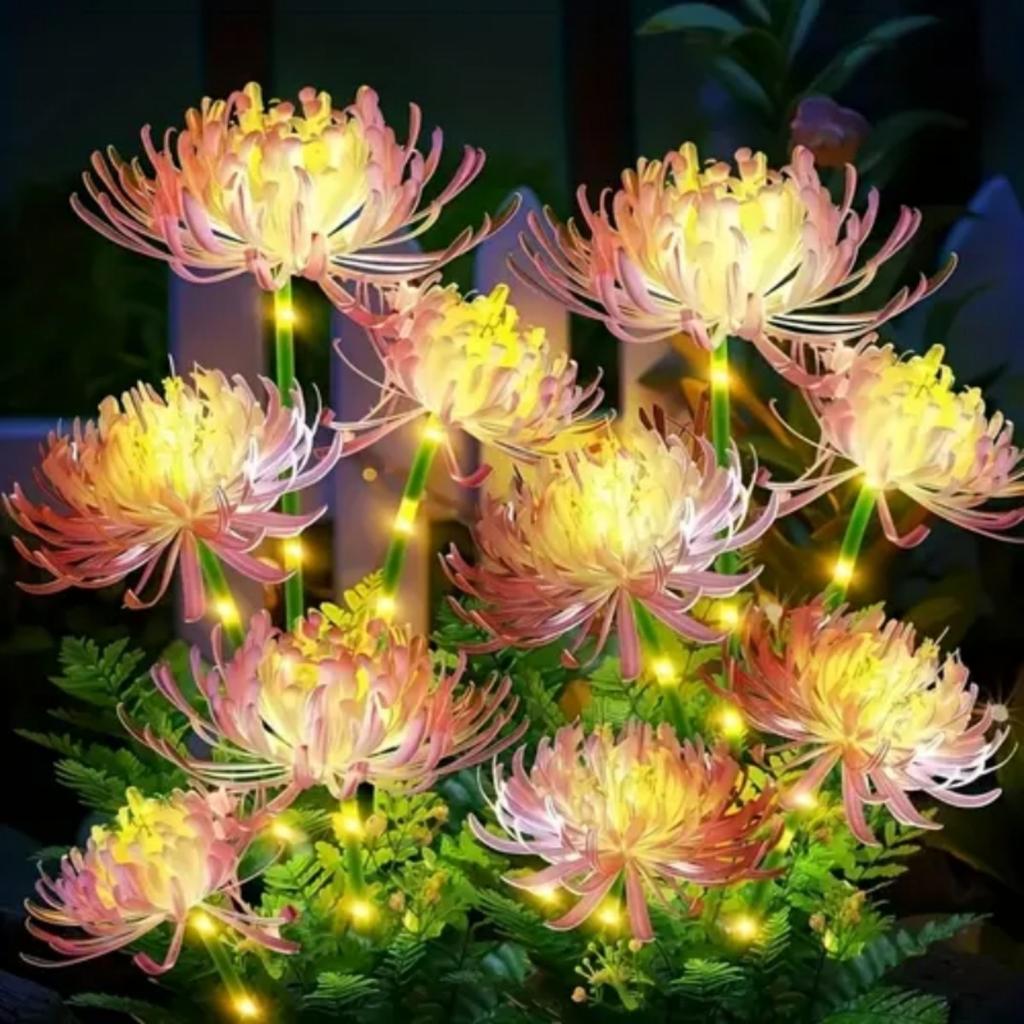Solar Garden Light Strip with Luminous Flowers and Stems, Upgraded Solar Panel Outdoor Decorative Lanterns, High-quality Courtyard Lighting