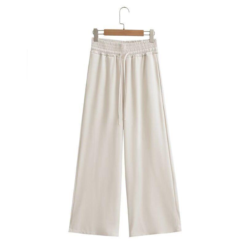 

Fashion Style 2024 Spring New Arrival Women s Clothing Refined Stylish and Versatile Solid Color Suit Vest High Waist Drawstring Pants Pants L