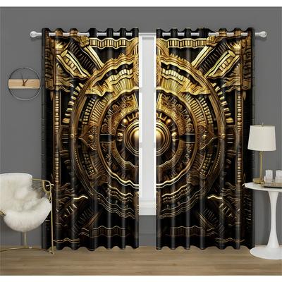 Metal Safe Cabinet Gate Aztec Pattern Curtain Fit Office Decor Bedroom Living Room Kitchen Balcony Window Decor 2 Panels