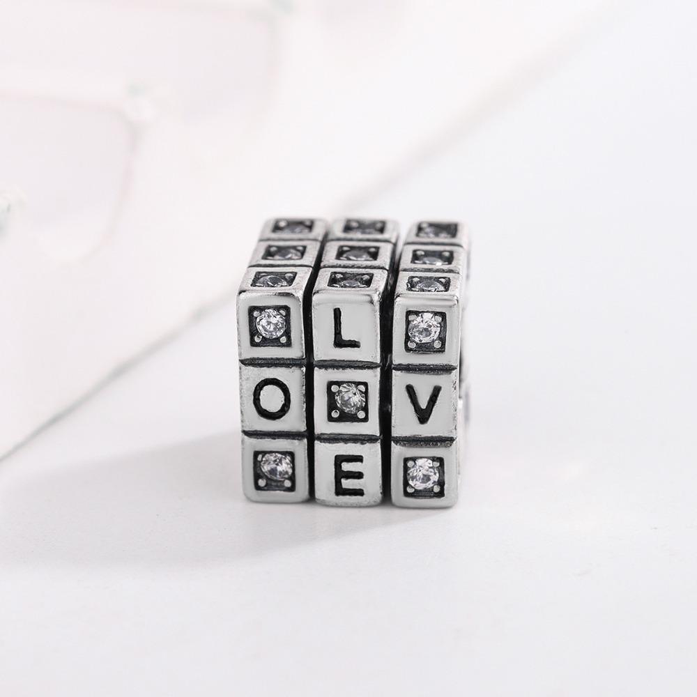 

Love Rose Heart Bracelet Beaded DIY Jewelry S925 Silver Plated White Copper Fashion Accessories
