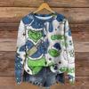 Women's Round Neck Top Printing Thickened Plush Cashmere Warm Long Top
