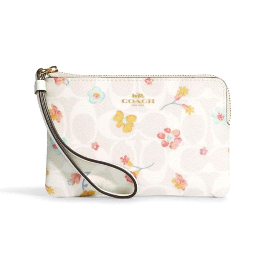 

Coach Corner Zip 16 Classic Floral Print PVC Wallet Women wallet Chalk-White C8702-IMCAH Basic Set (Bag+Dust Bag)