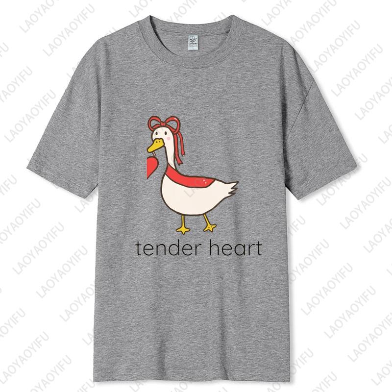 Funny Couple Cotton Tshirts Valentines Day Gift for Husband Wife Girlfriend Boyfriend Goose Tender Heart Tee Lovers Clothes