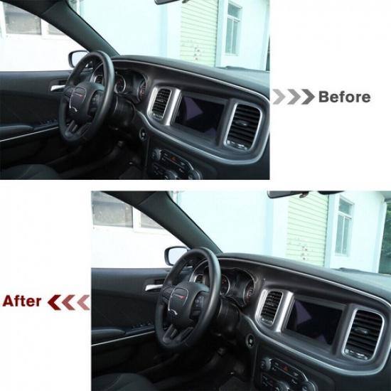 Innere Armaturenbrett Instrumentenrahmen Zierleiste Abdeckung für Dodge Charger 2015+ Kohlefaser