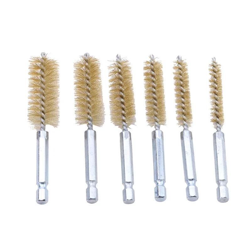 Modă 6 BUC Perie Pistol Mâner Hexagonal Curățare Țevi Dragare Sârmă Metal Curățător Cămin Spălare Lustruire Unelte