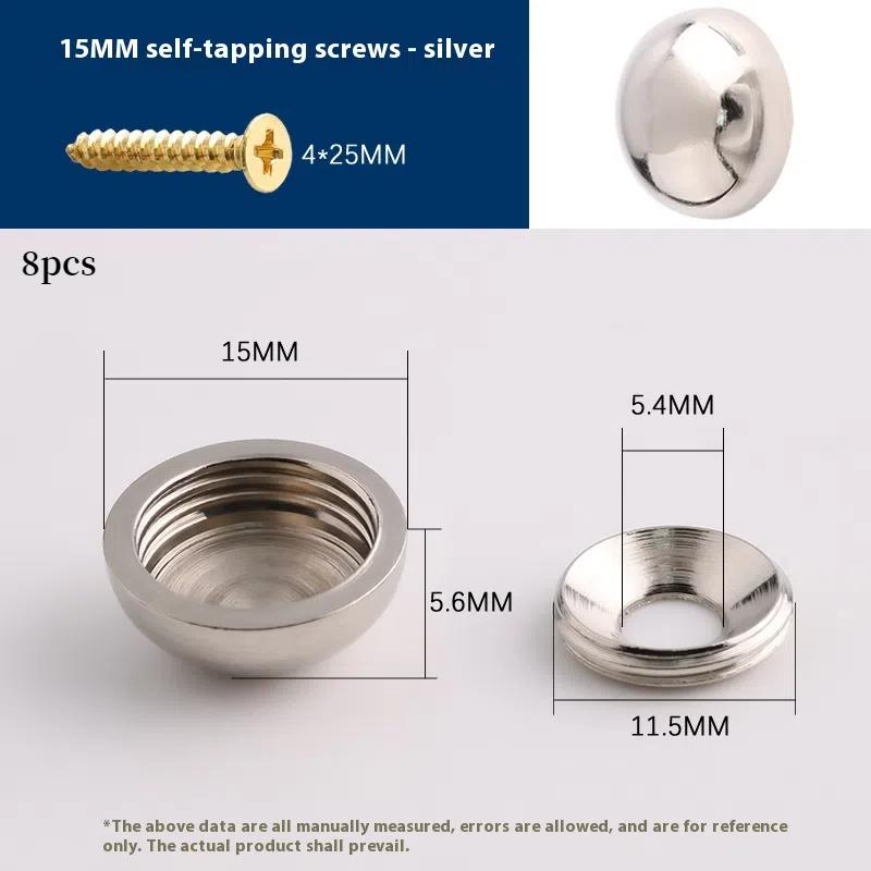 8Pcs Brass Decorative Nail Mirror Advertising Board Cap Cover Self-Tapping Screw 9/12/13/15Mm