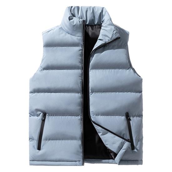 Pánská péřová vesta podzimní zima stojáček límec hřejivý větruodolný dvojité kapsy zapínání na zip ležérní jednobarevné pánská vesta bez rukávů top