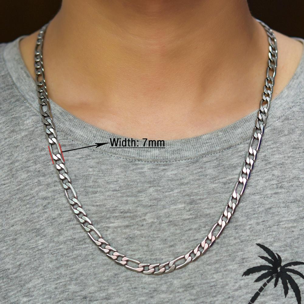 Classic Stainless Steel Figaro Chain Link Necklace Chains for Men Women Silver Choker Metal Jewelry Making Accessories