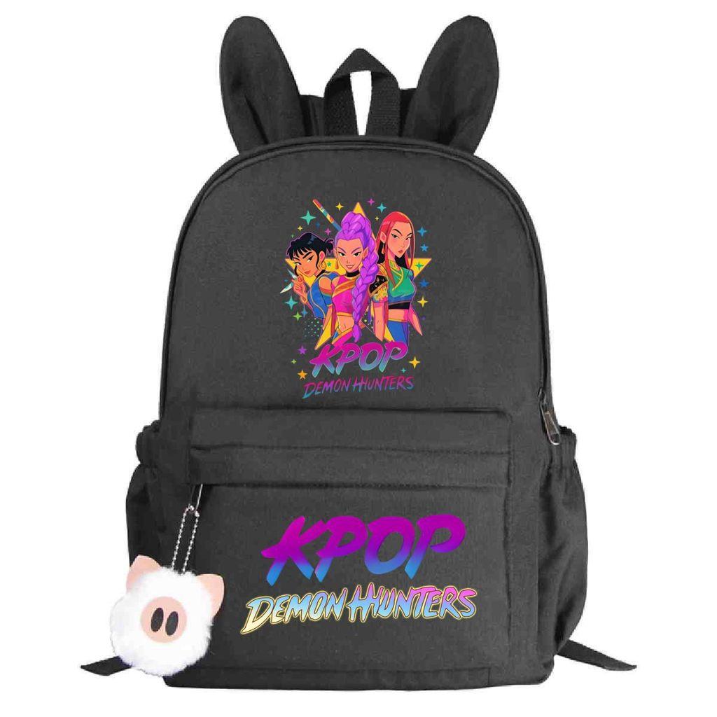 Kids Rabbit Ear Backpack Girls Kpop Zoey Mira Rumi Rumi Mira Zoey Printed Student School Bag
