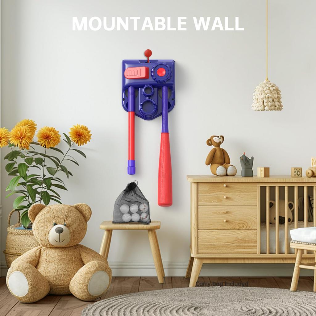 3-in-1 Kids Baseball Set for Ages 3-5/5-8, Batting Tee, Stand Tee, Pitching Machine with 4 Plastic Softballs & Bat