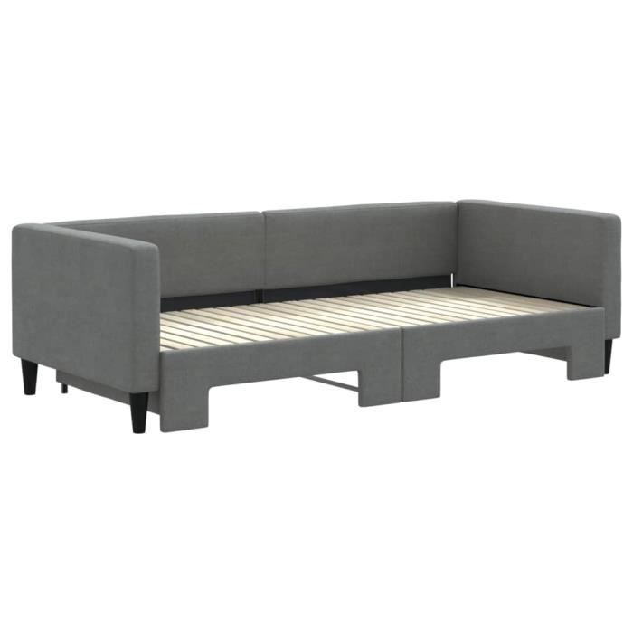 VidaXL Lit de jour avec lit gigogne gris foncé 90x200 cm tissu 3196579