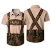 Men’s Short Sleeve Button Down Shirt with Vintage Festival Print Relaxed Fit Casual Party and Everyday Wear Top