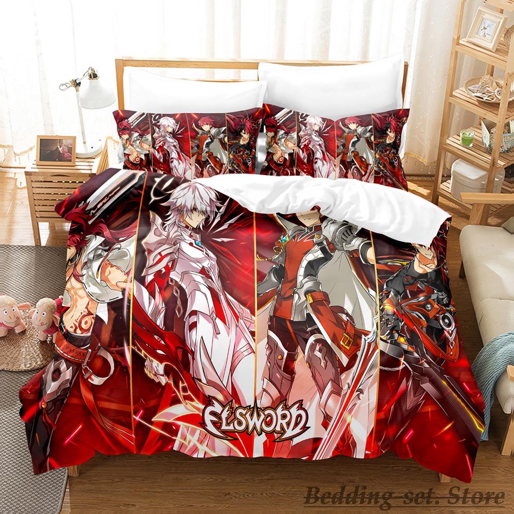 Coolt Spel Elsword Sängkläder Set Enkel Tvåbädds Full Queen King Size Sängset Vuxen Barn Sovrum Påslakan Set Anime Parure De Lit Säng