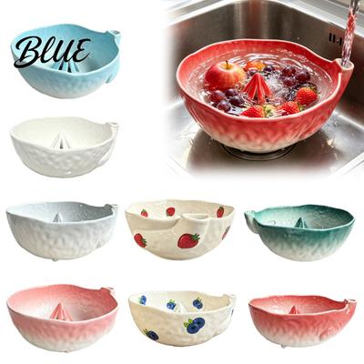 Sophisticated Ceramic Kitchen Decor Berry Washing Bowl with Drainage Holes Fruit Vegetable Basin for Rinse Basin Colander Fresh Berries Vegetables