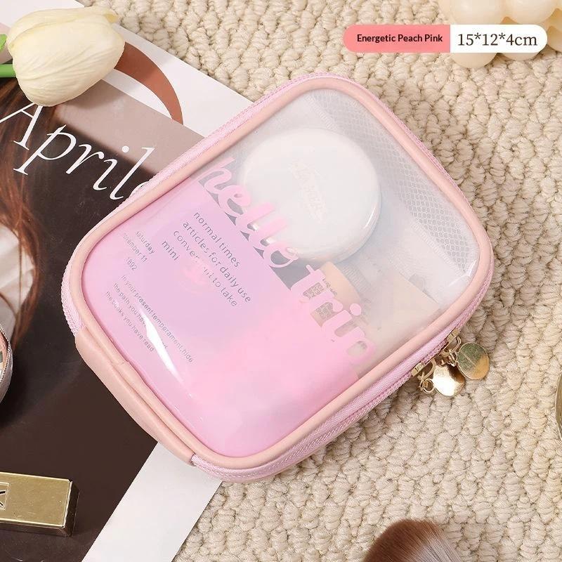 Transparent Travel Cosmetic Bag Portable Mini Waterproof Cosmetic Lipstick Bag Large Opening With Zip Outdoor Clutch Bag