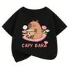 Kawaii Capybara Kids Tshirts Summer Short Sleeve Tees Cartoon Animal Boys Girls Clothes Kawaii Tops Y2K Children T-shirt