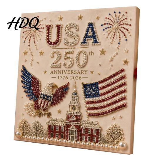 Handmade USA Decor 250th Anniversary Pearl Painting Kit DIY Art Patriotic Gift Set Bead Craft Kit for Beginners Adults