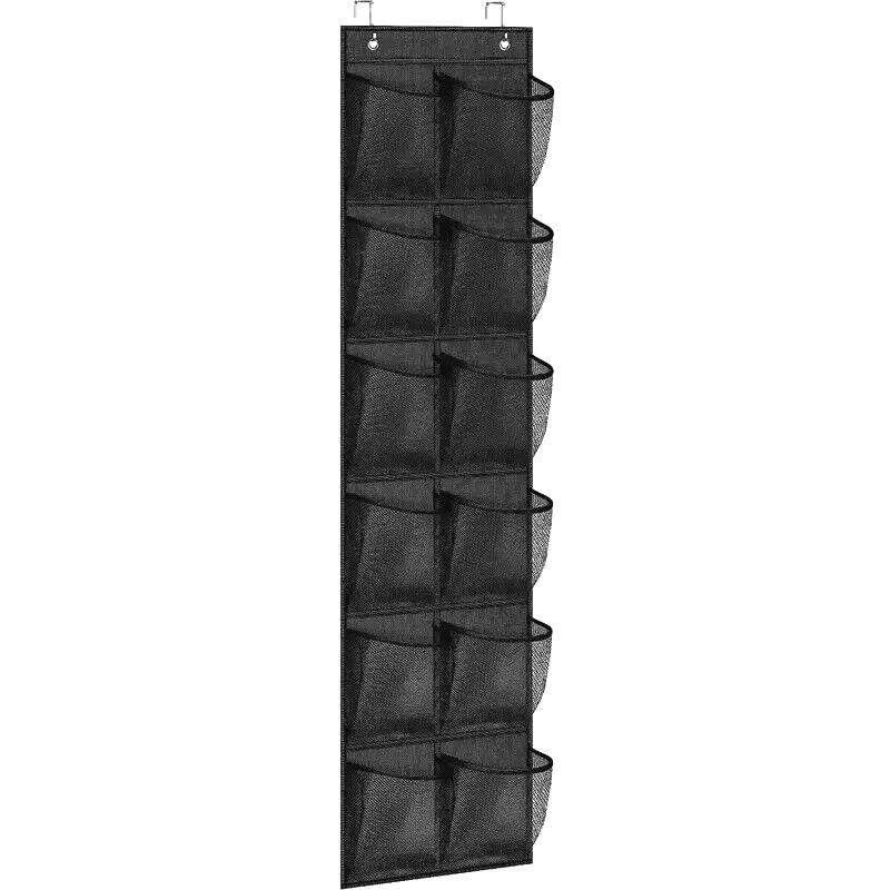 12/24 Grids Wall-Mounted Sundries Shoe Organiser Fabric Closet Bag Storage Rack Mesh Pocket Clear Hanging Over The Door Box