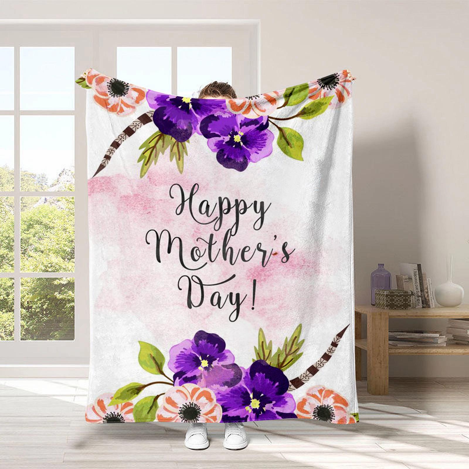 

Mothers Day Flowers digitalprinted polyester Bedroom velvet flannel soft sofa cover blanket Fleece soft sofa cover blankets 75x100cm
