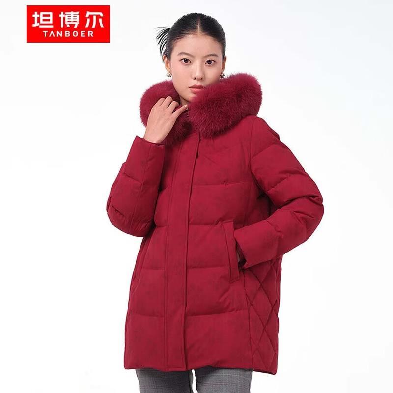 

Tanboer Women s Mid-Length Down Jacket with Faux Fur Collar 175/96A